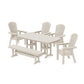 POLYWOOD Nautical Curveback Adirondack 6-Piece Dining Set with Bench — Sand