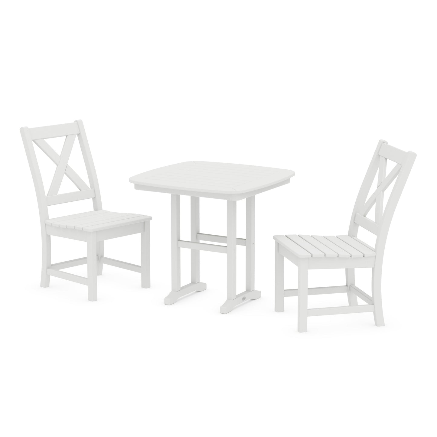 POLYWOOD Braxton Side Chair 3-Piece Dining Set — White