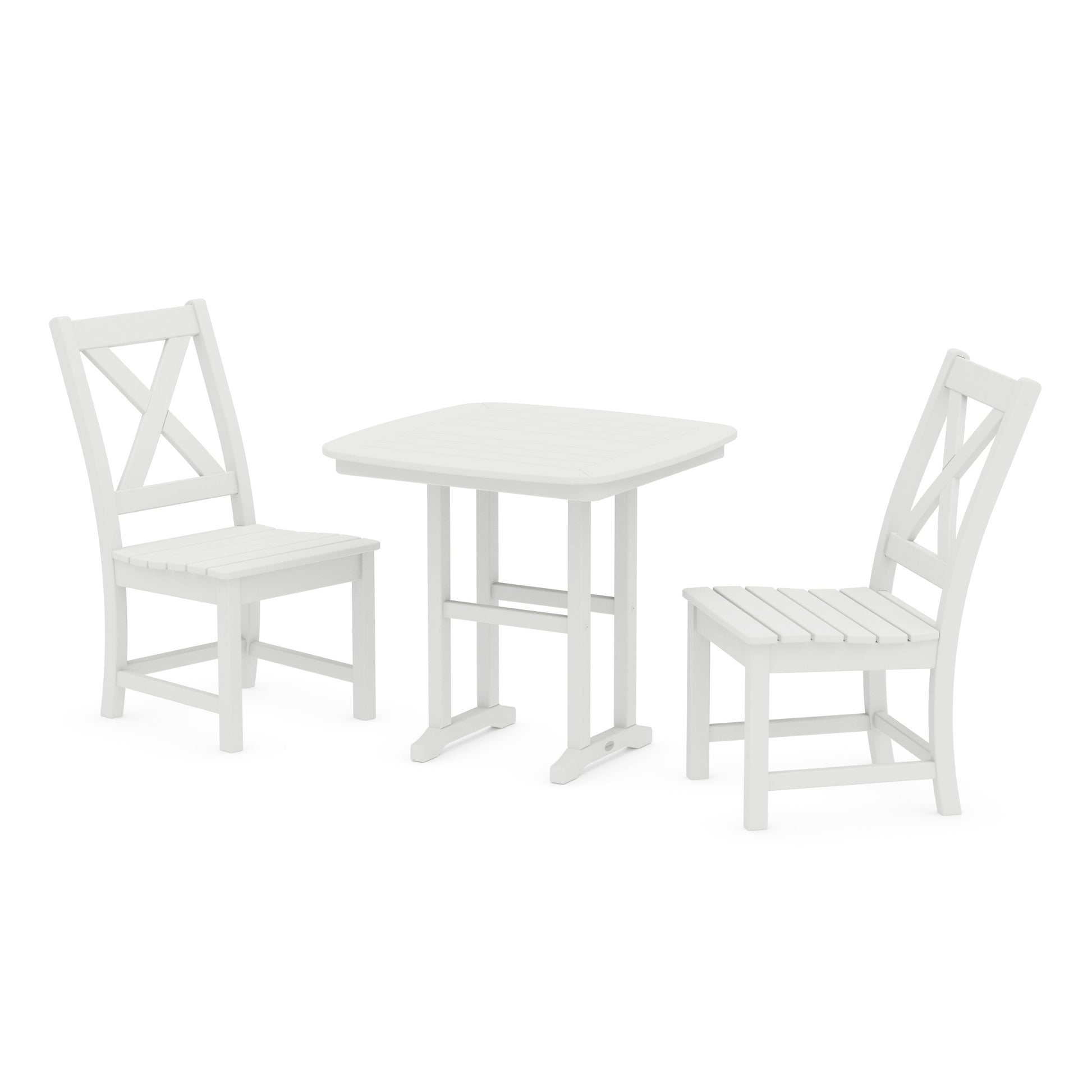 POLYWOOD Braxton Side Chair 3-Piece Dining Set — White