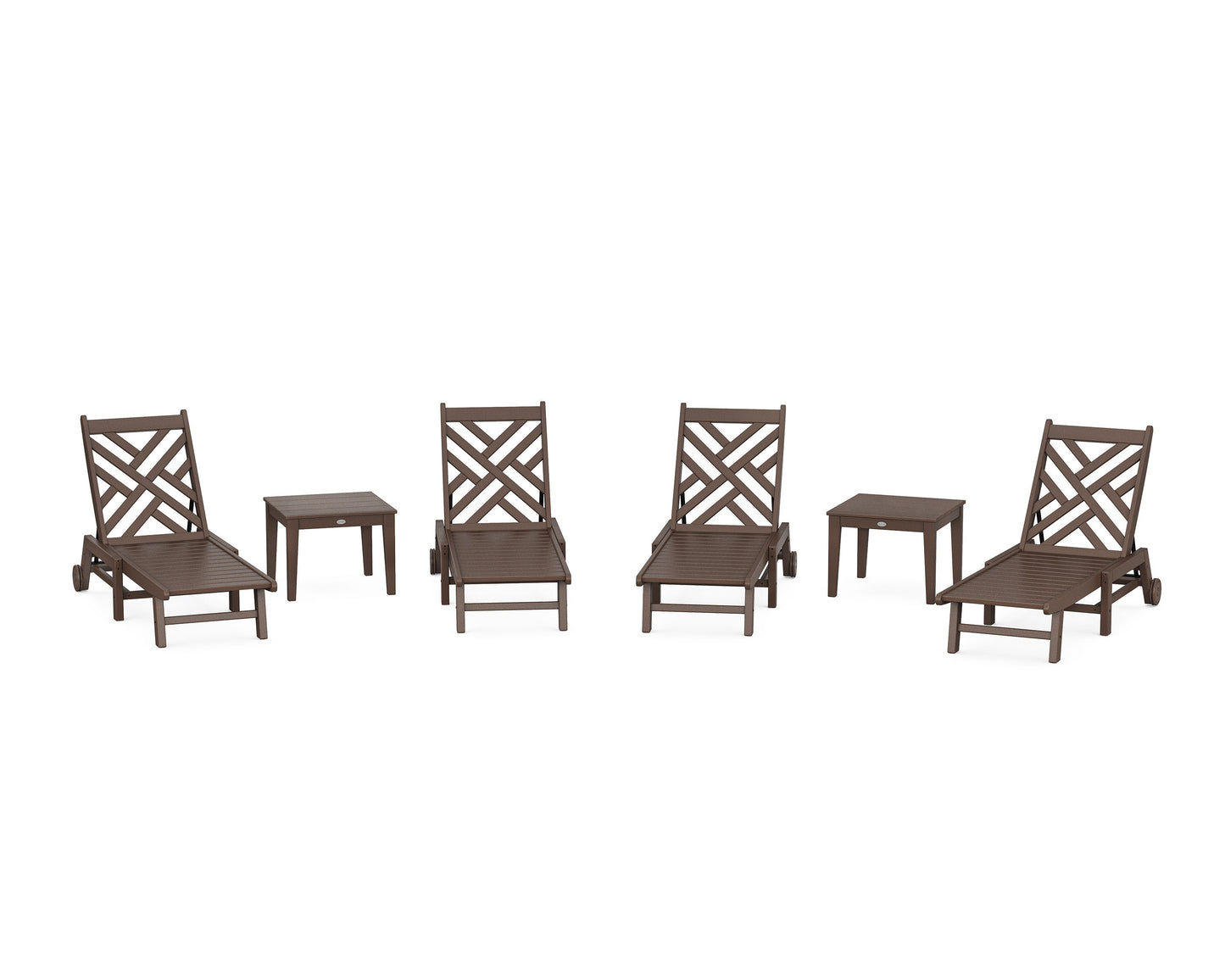 POLYWOOD Chippendale 6-Piece Chaise Set with Wheels — Mahogany