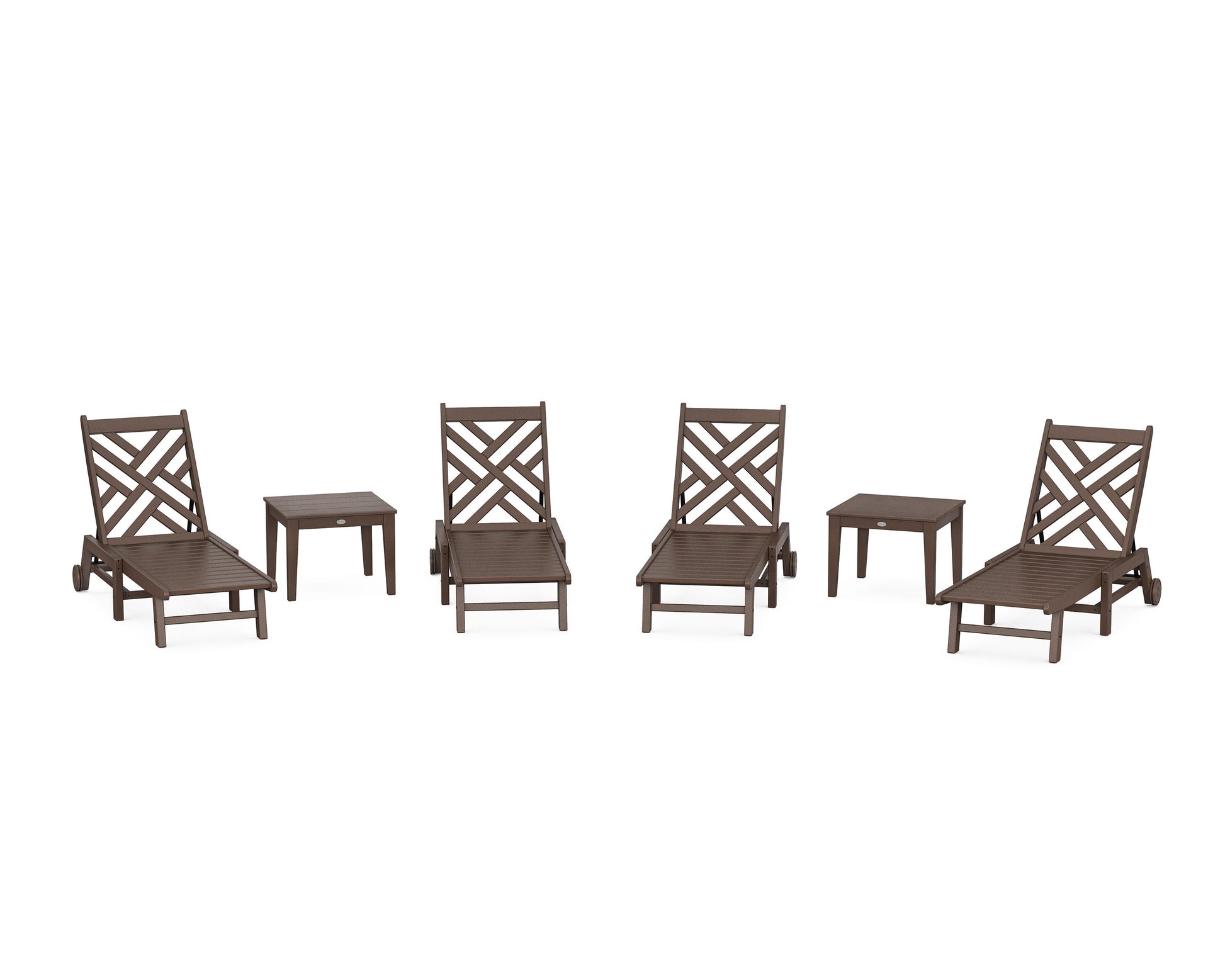 POLYWOOD Chippendale 6-Piece Chaise Set with Wheels — Mahogany