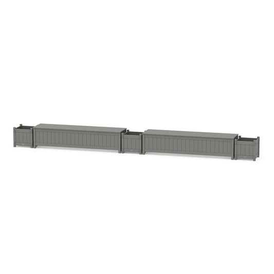 POLYWOOD 72" Vineyard Straight Double Planter Storage Bench Set — Slate Grey