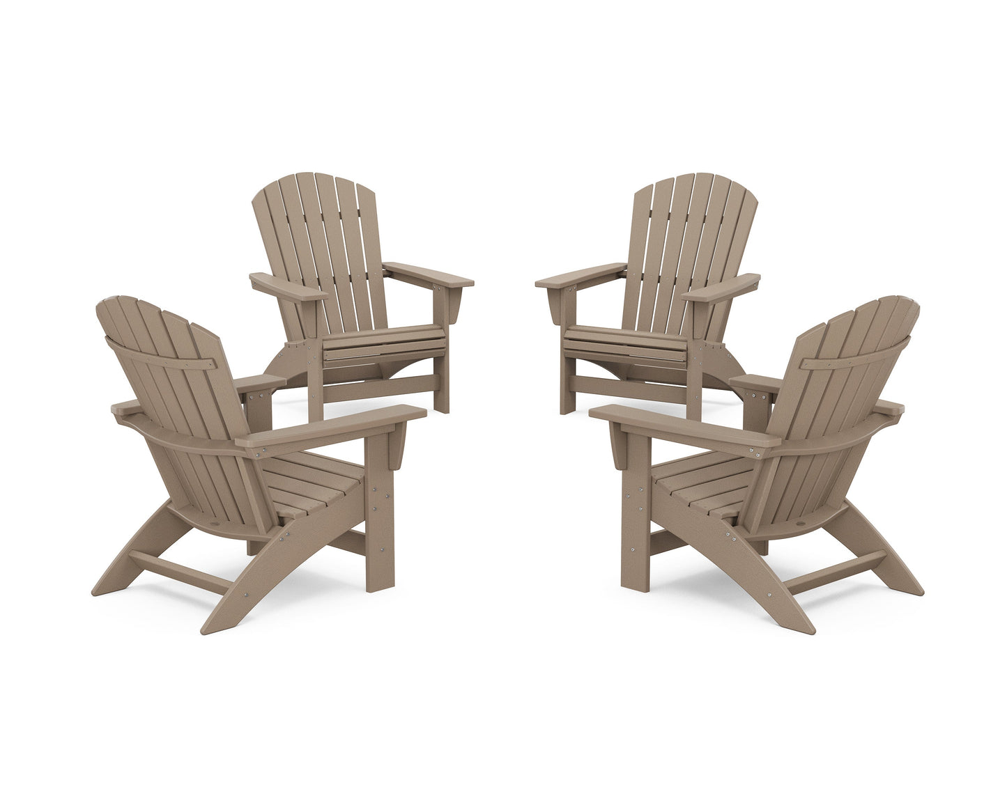 POLYWOOD 4-Piece Nautical Grand Adirondack Chair Conversation Set — Vintage Sahara