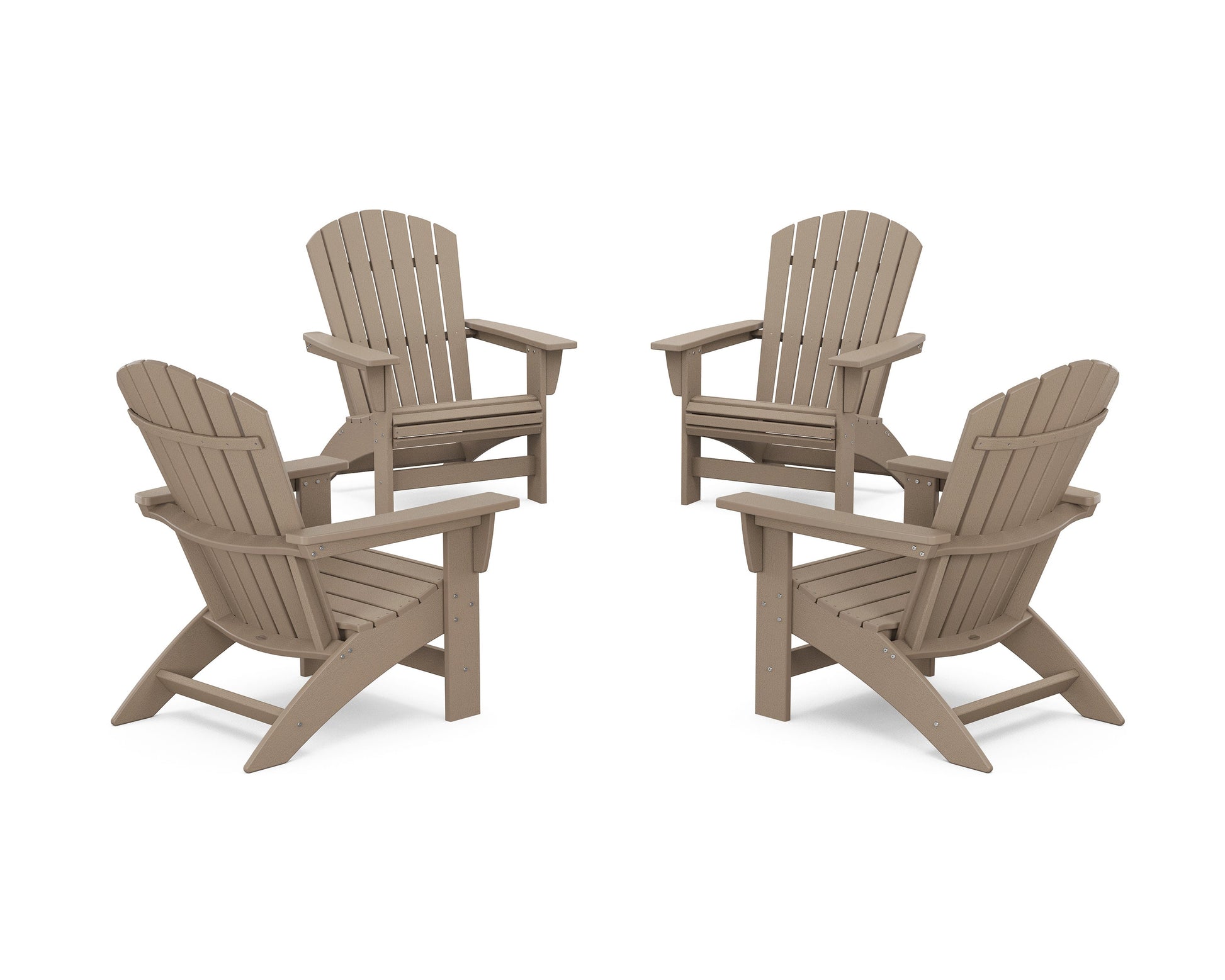 POLYWOOD 4-Piece Nautical Grand Adirondack Chair Conversation Set — Vintage Sahara