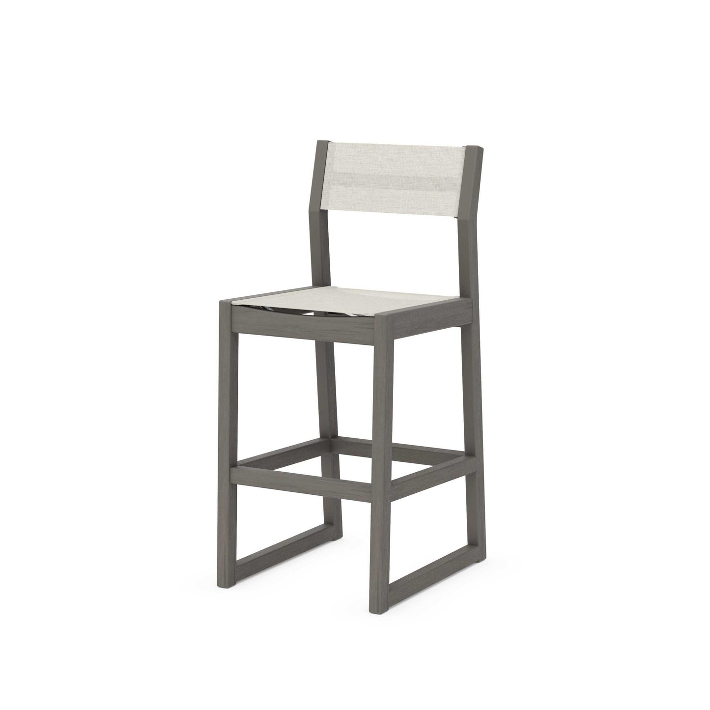 POLYWOOD EDGE Sling Bar Side Chair — Driftwood / Parchment Sling
