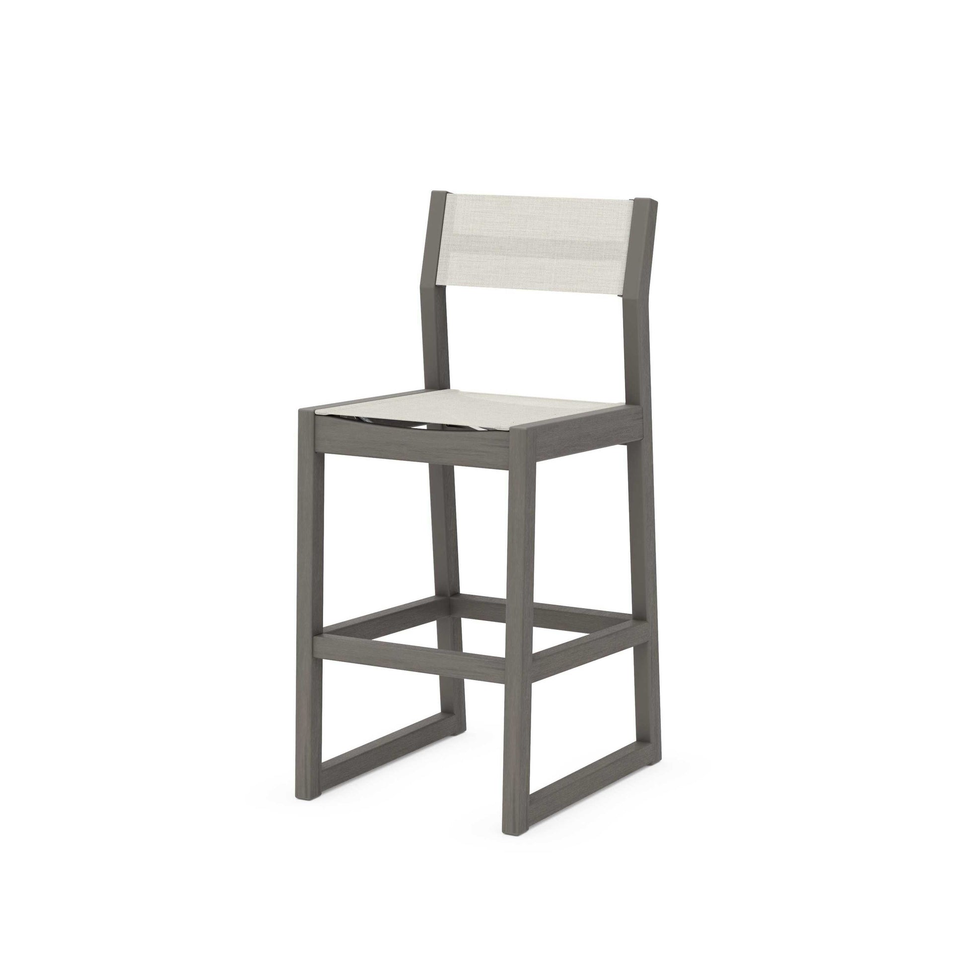 POLYWOOD EDGE Sling Bar Side Chair — Driftwood / Parchment Sling