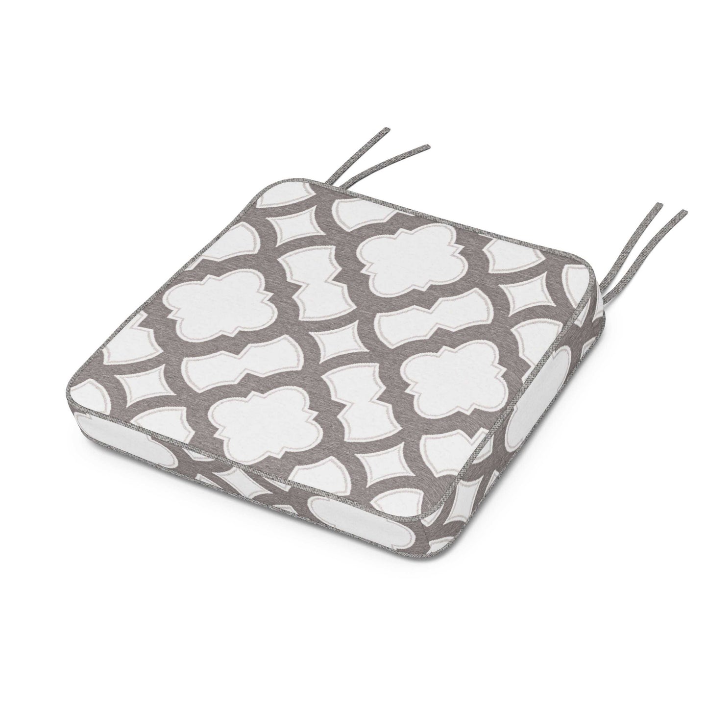 POLYWOOD Chinoiserie Arm Chair Seat Cushion — Trellis Grey Mist