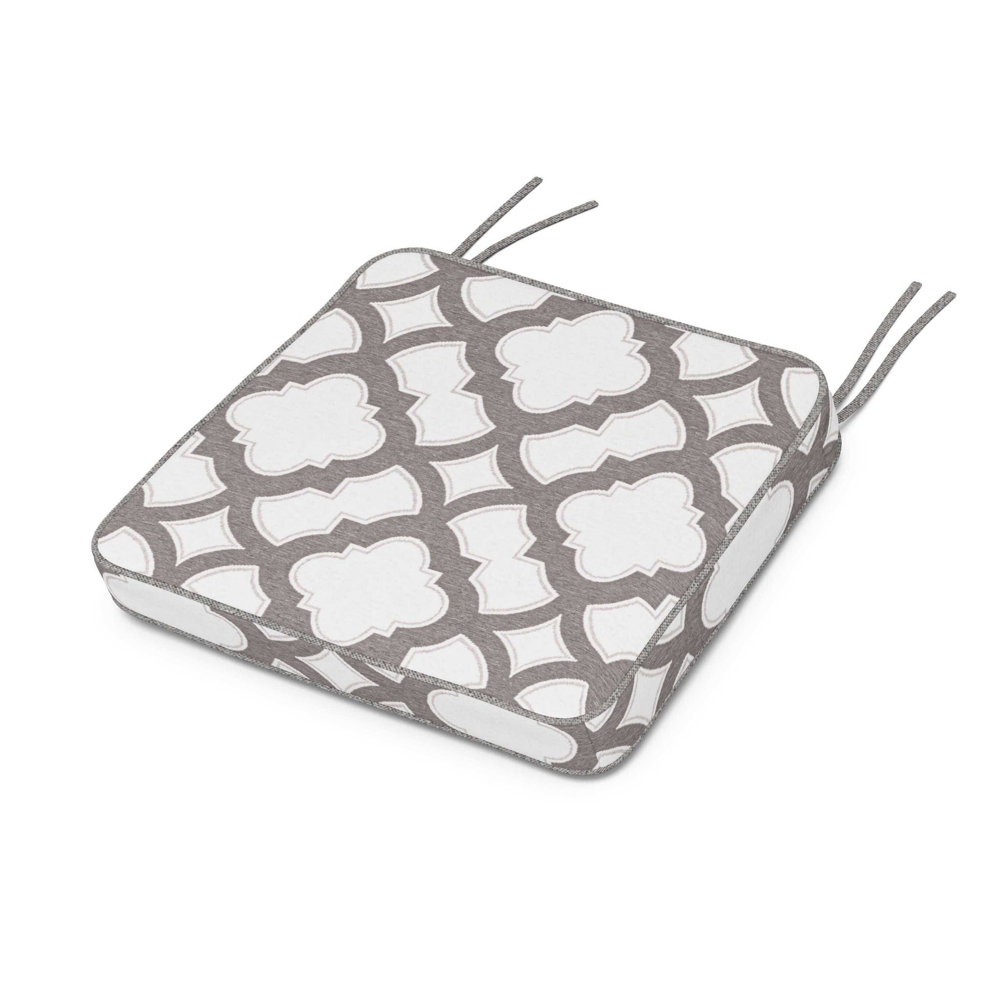 POLYWOOD Chinoiserie Arm Chair Seat Cushion — Trellis Grey Mist