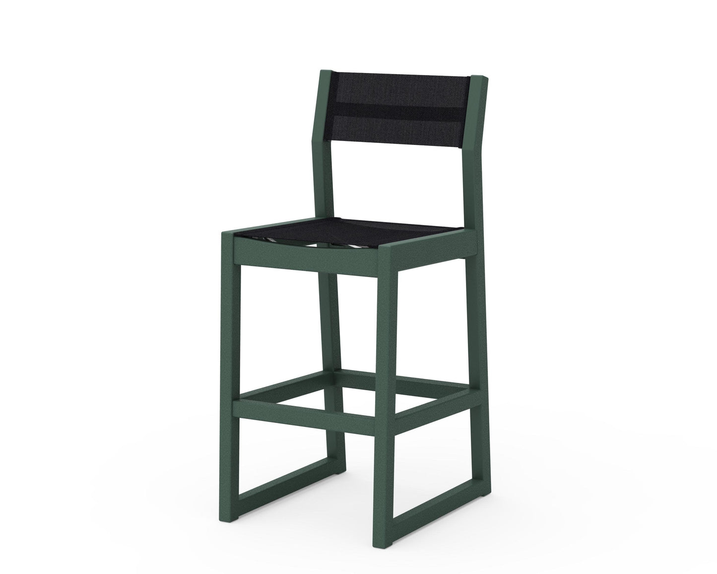 POLYWOOD EDGE Sling Bar Side Chair — Green / Black Sling