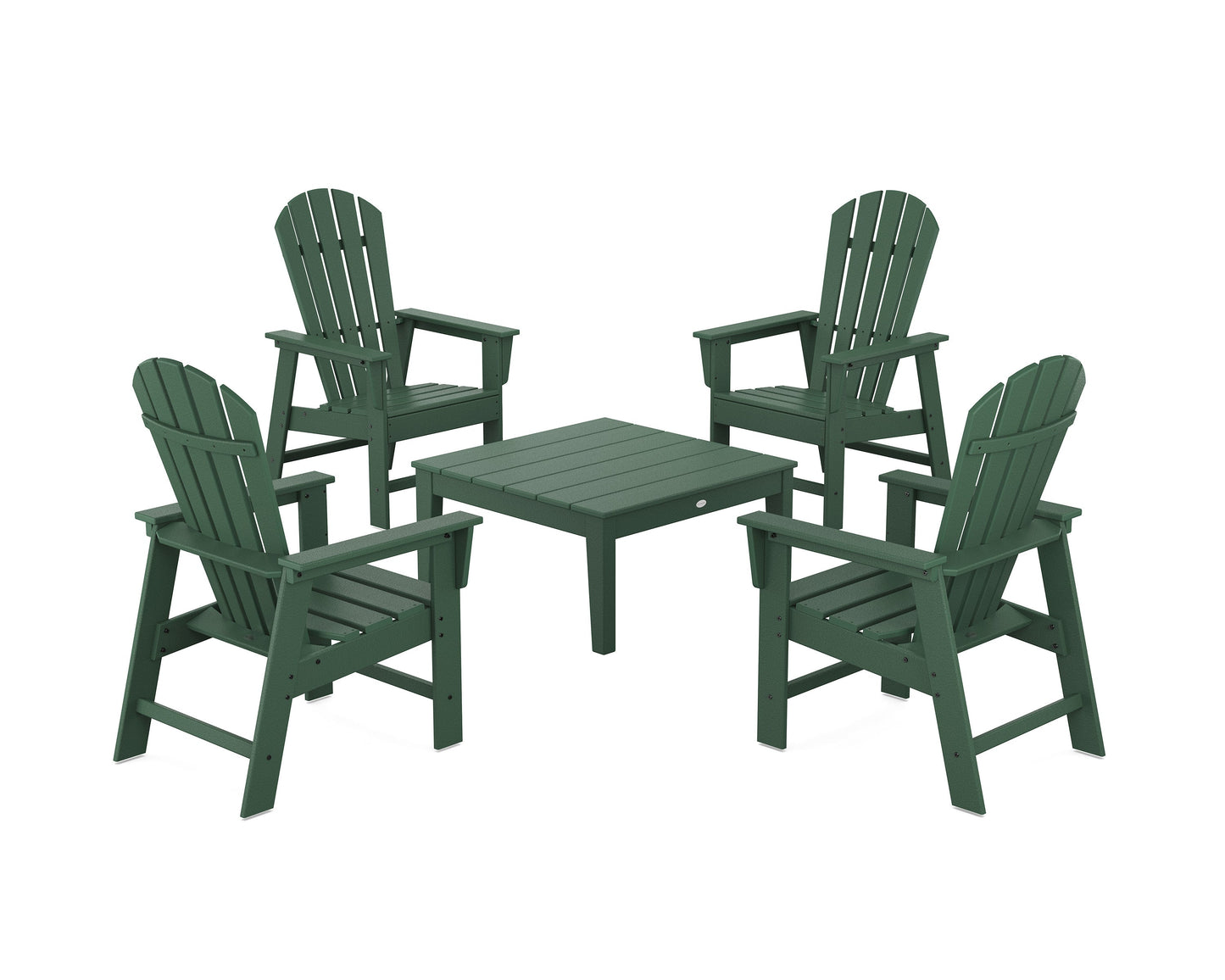 POLYWOOD 5-Piece South Beach Casual Chair Conversation Set with 36" Conversation Table — Green