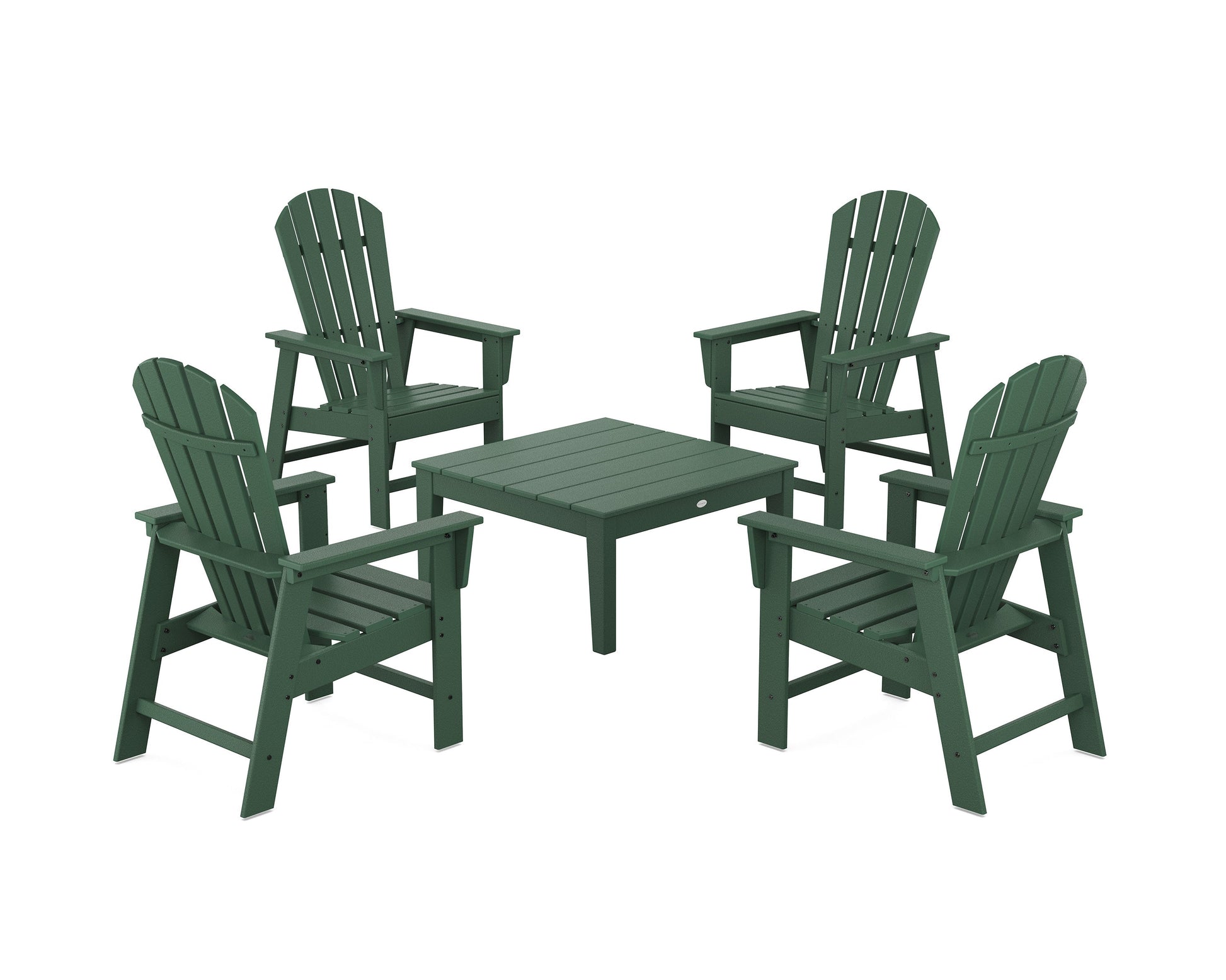 POLYWOOD 5-Piece South Beach Casual Chair Conversation Set with 36" Conversation Table — Green