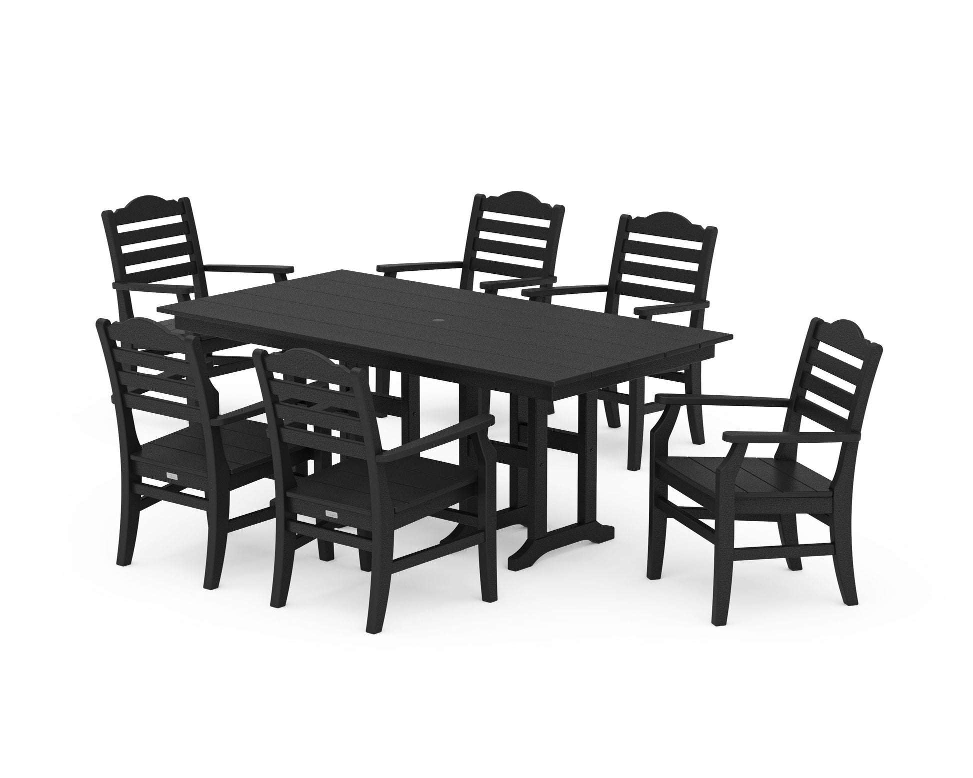 POLYWOOD Savannah Arm Chair 7-Piece Farmhouse Dining Set — Black