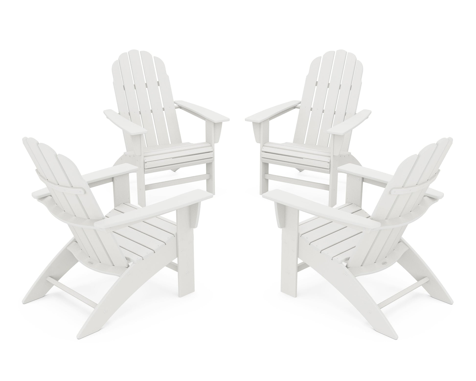 POLYWOOD 4-Piece Vineyard Curveback Adirondack Chair Conversation Set — Vintage White