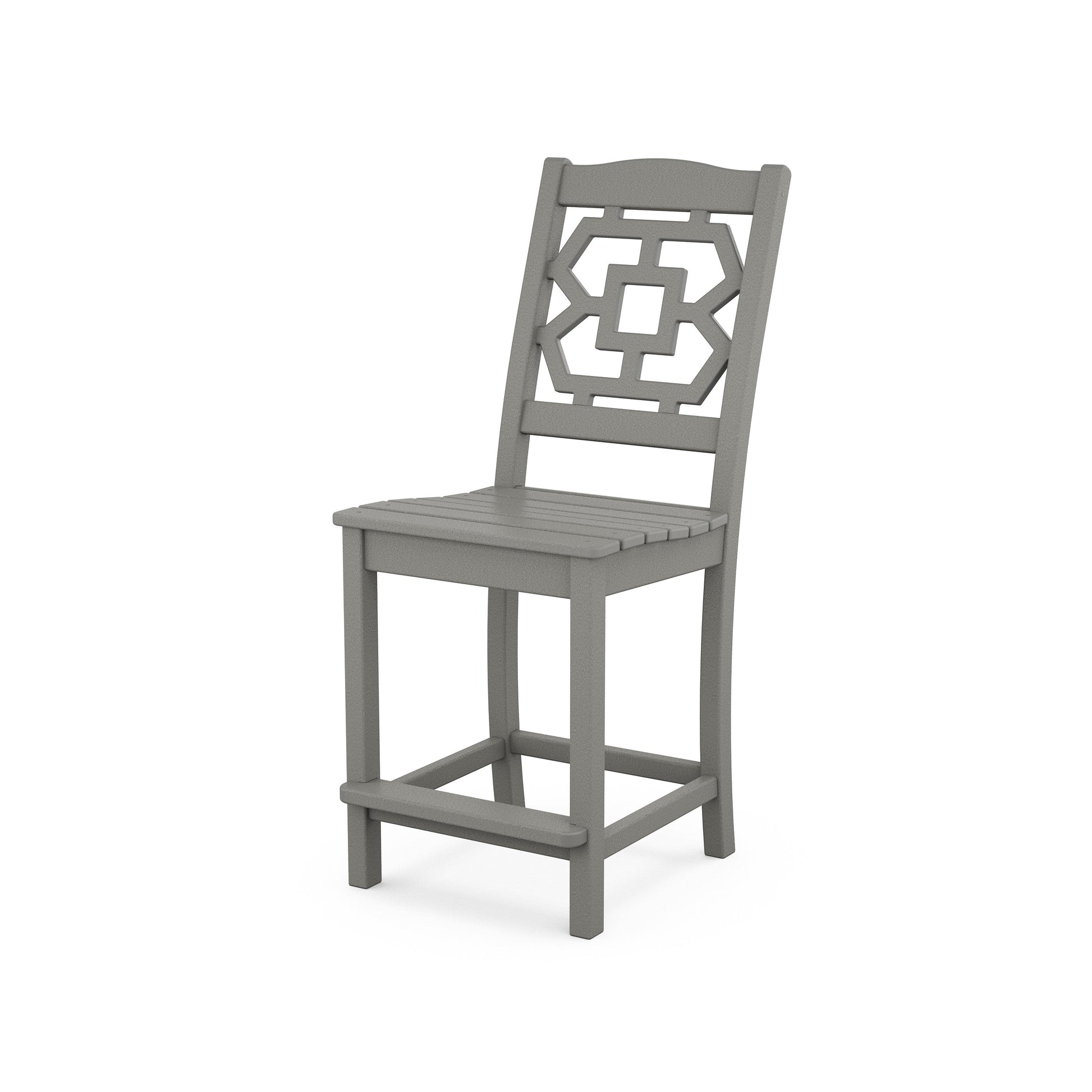 POLYWOOD Chinoiserie Counter Side Chair — Slate Grey