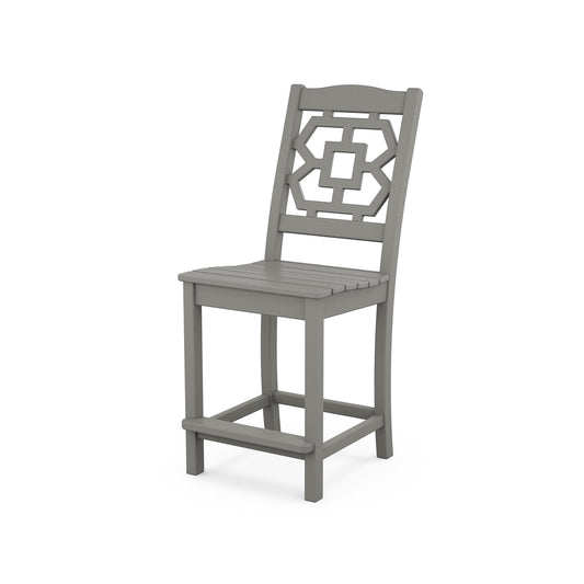POLYWOOD Chinoiserie Counter Side Chair — Slate Grey