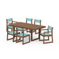 POLYWOOD EDGE Sling 7-Piece Dining Set — Teak / Dupioni Aquamarine Sling
