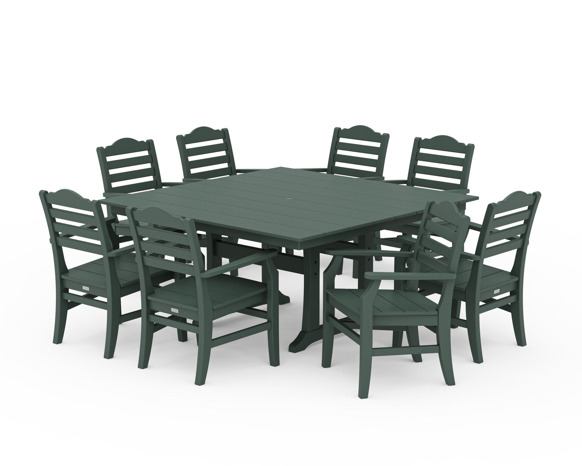 POLYWOOD Savannah 9-Piece Square Farmhouse Dining Set with Trestle Legs — Green