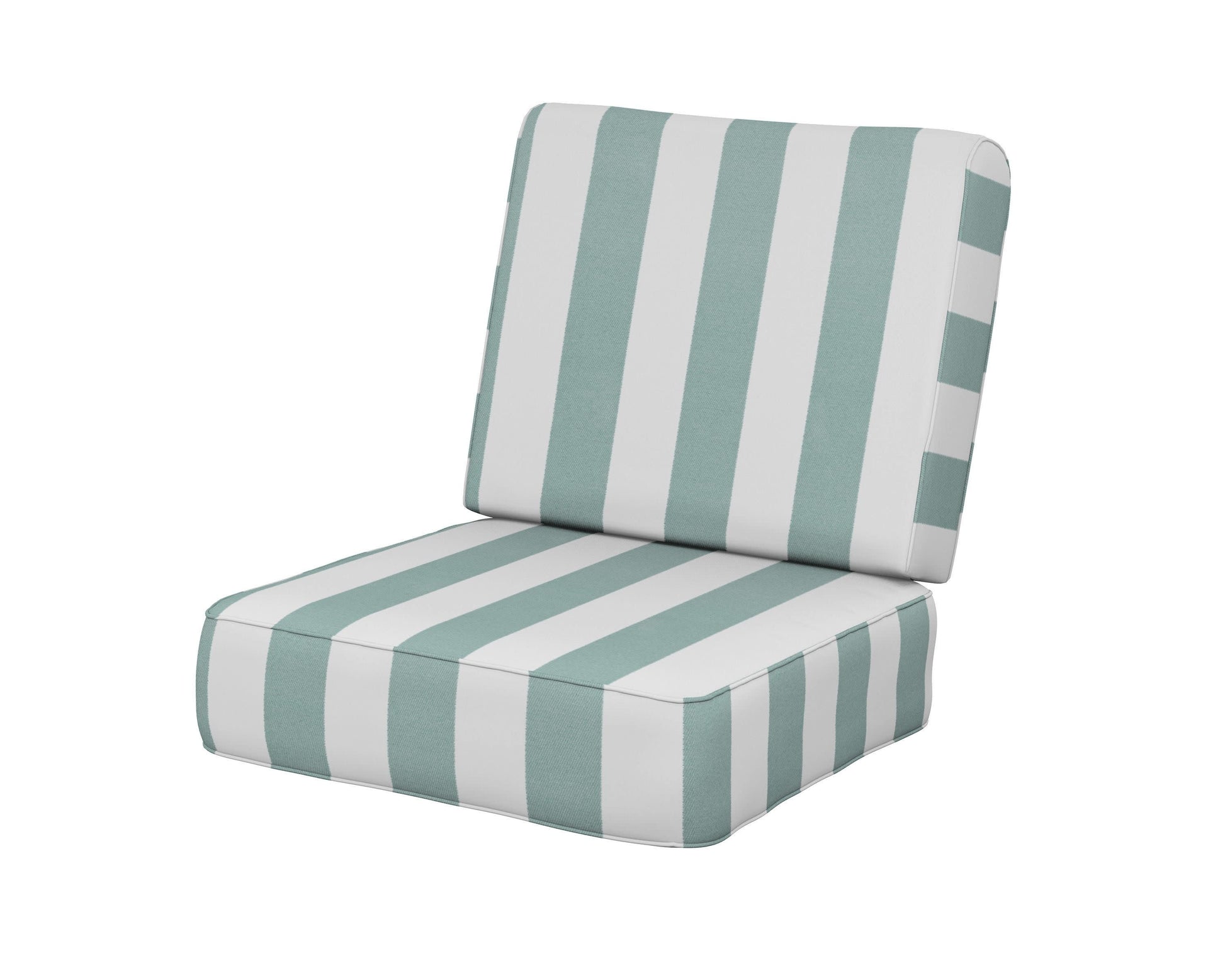 POLYWOOD Ateeva Harbour Seat and Back Cushion — Cabana Stripe Glacier Spa