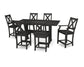 POLYWOOD Braxton 7-Piece Farmhouse Trestle Counter Set — Black