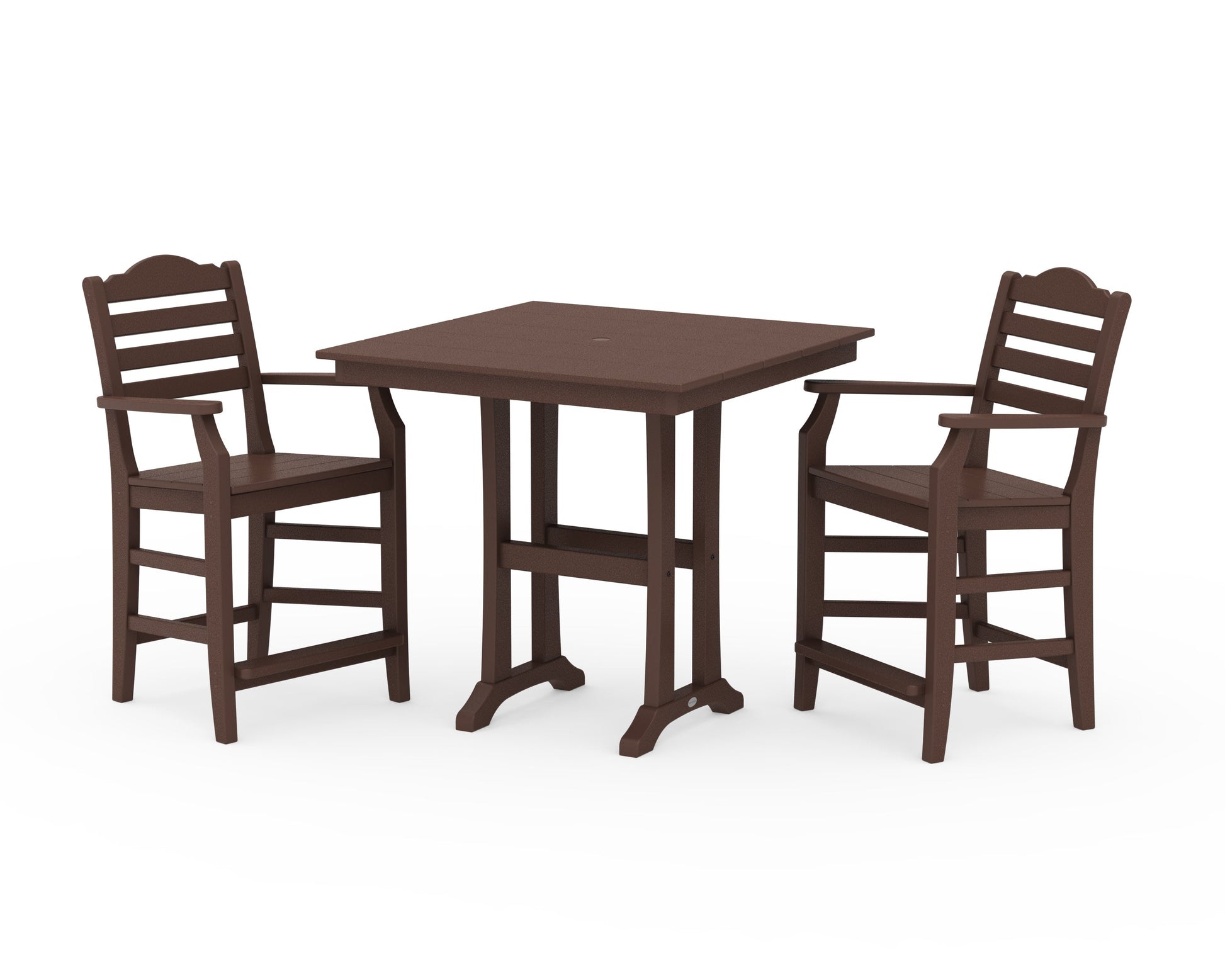POLYWOOD Savannah 3-Piece Farmhouse Counter Set with Trestle Legs — Mahogany