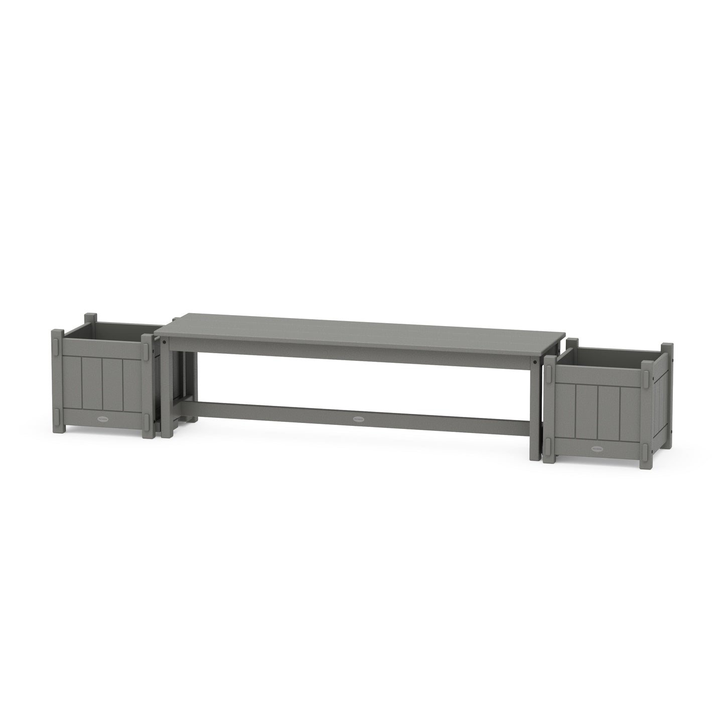 POLYWOOD 60" Vineyard Straight Planter Bench Set — Slate Grey