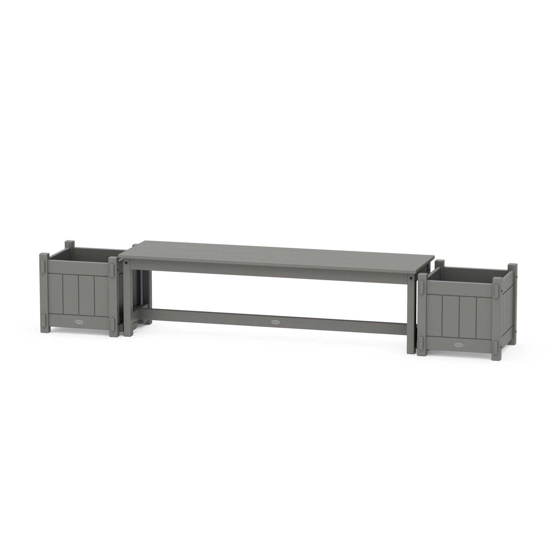 POLYWOOD 60" Vineyard Straight Planter Bench Set — Slate Grey