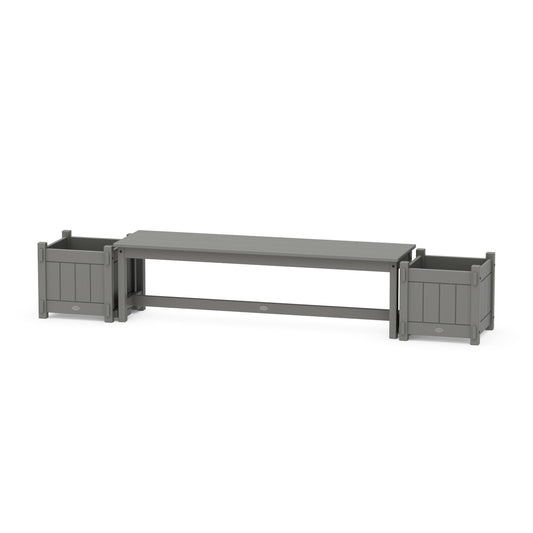 POLYWOOD 60" Vineyard Straight Planter Bench Set — Slate Grey