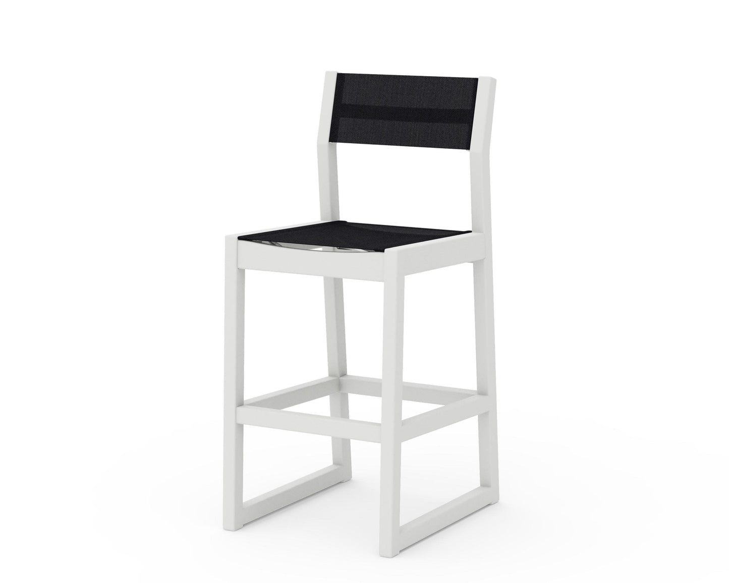 POLYWOOD EDGE Sling Bar Side Chair — Vintage White / Black Sling
