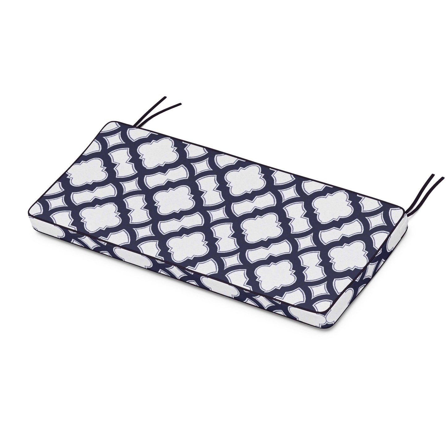 POLYWOOD Chinoiserie Bench Seat Cushion — Trellis Navy