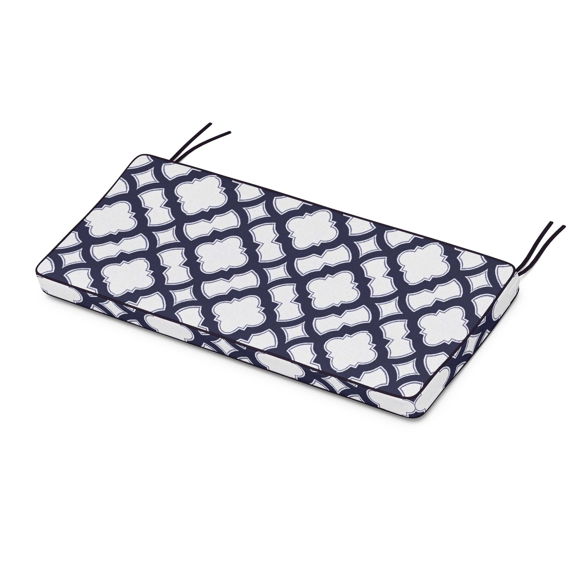 POLYWOOD Chinoiserie Bench Seat Cushion — Trellis Navy