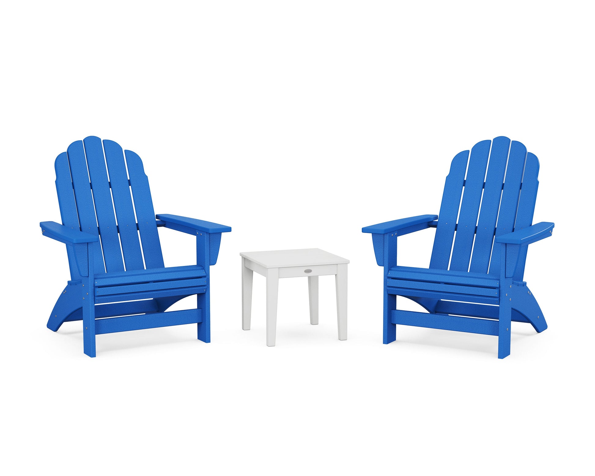 POLYWOOD 3-Piece Vineyard Grand Adirondack Set — Pacific Blue / White