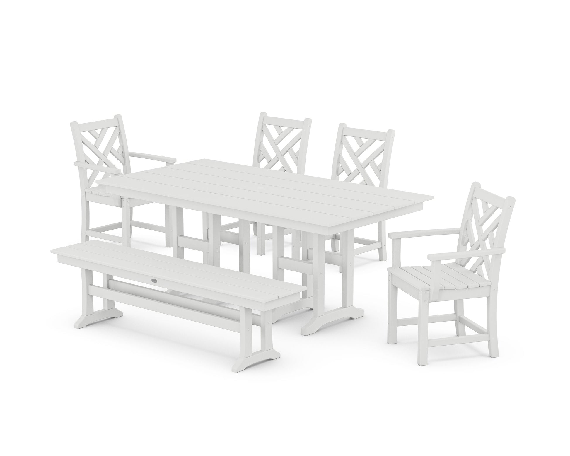 POLYWOOD Chippendale 6-Piece Farmhouse Dining Set — White