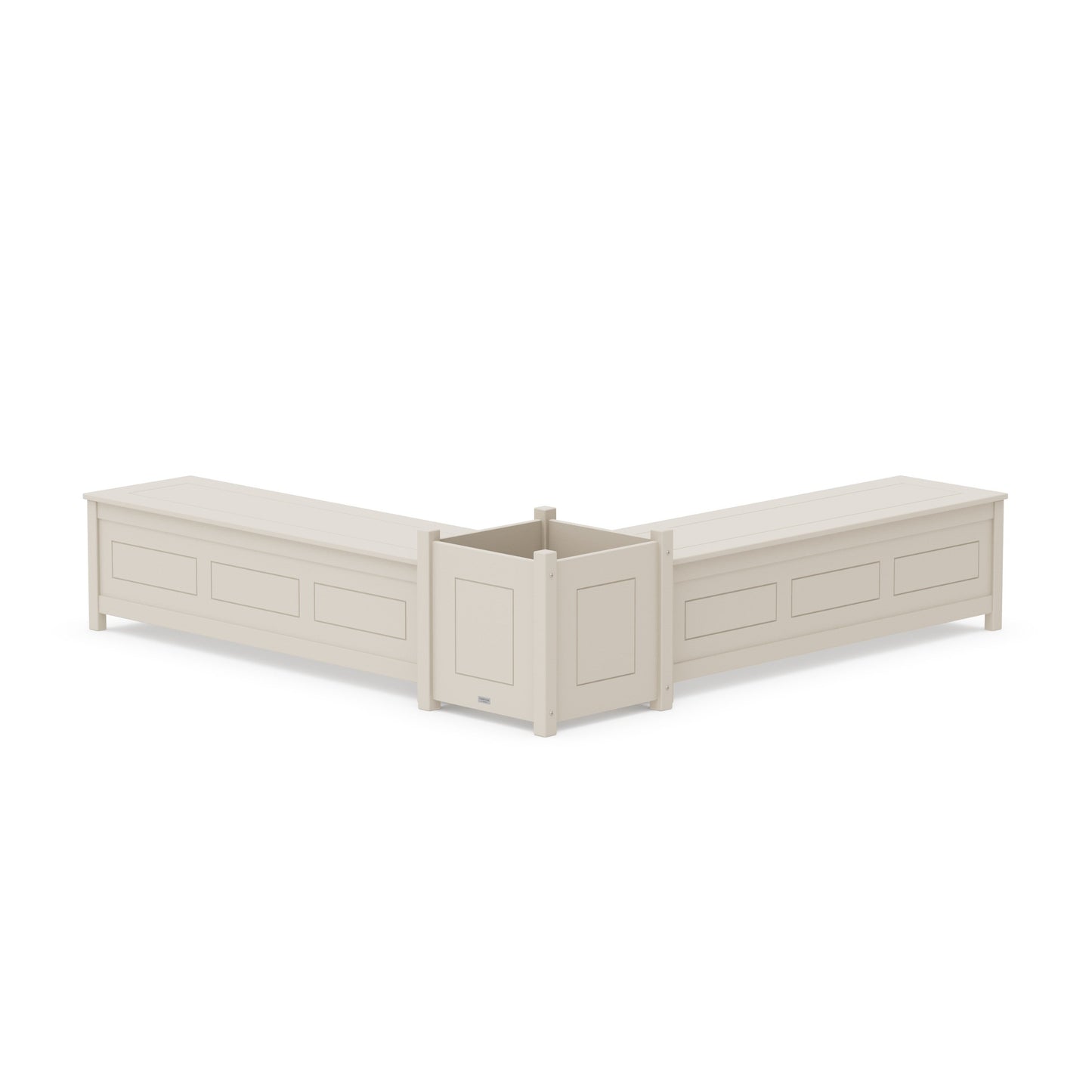 POLYWOOD 60" Country Living L- Shaped Planter Storage Bench Set- Large — Sand