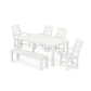 POLYWOOD Chinoiserie 6-Piece Parsons Dining Set with Bench — White