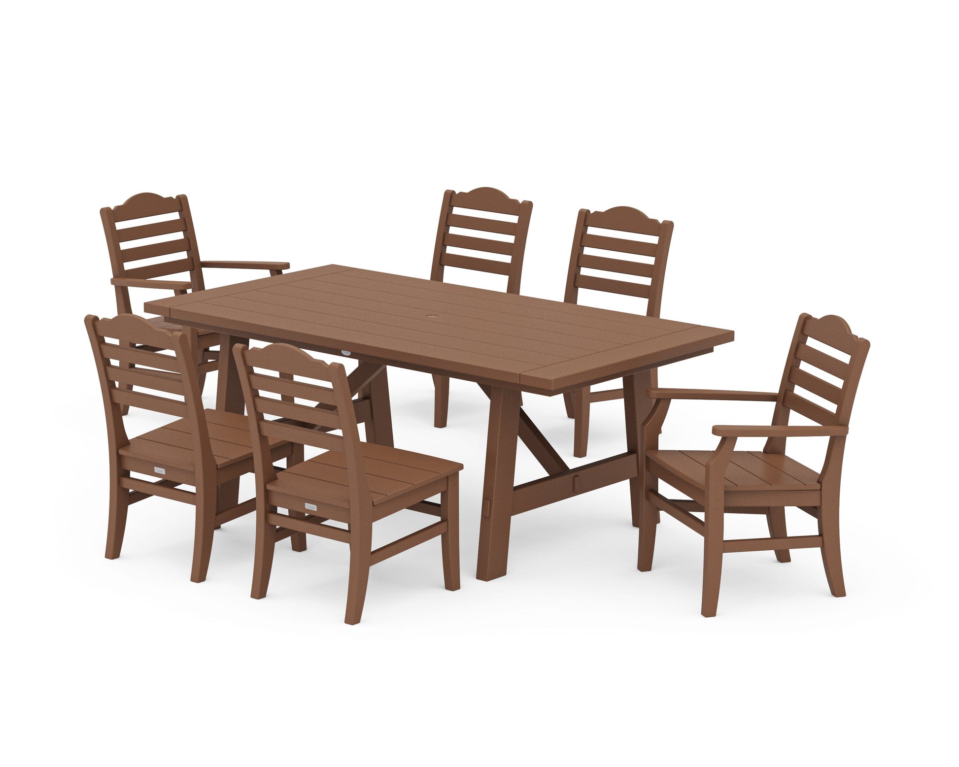 POLYWOOD Savannah 7-Piece Rustic Farmhouse Dining Set — Teak