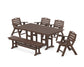 POLYWOOD Nautical Lowback 6-Piece Farmhouse Dining Set with Bench — Mahogany