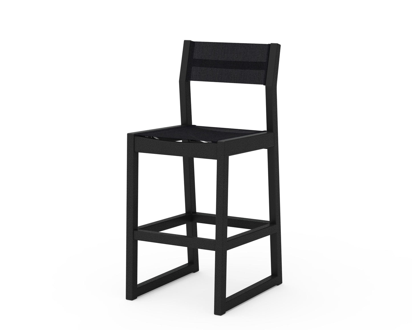 POLYWOOD EDGE Sling Bar Side Chair — Black / Black Sling