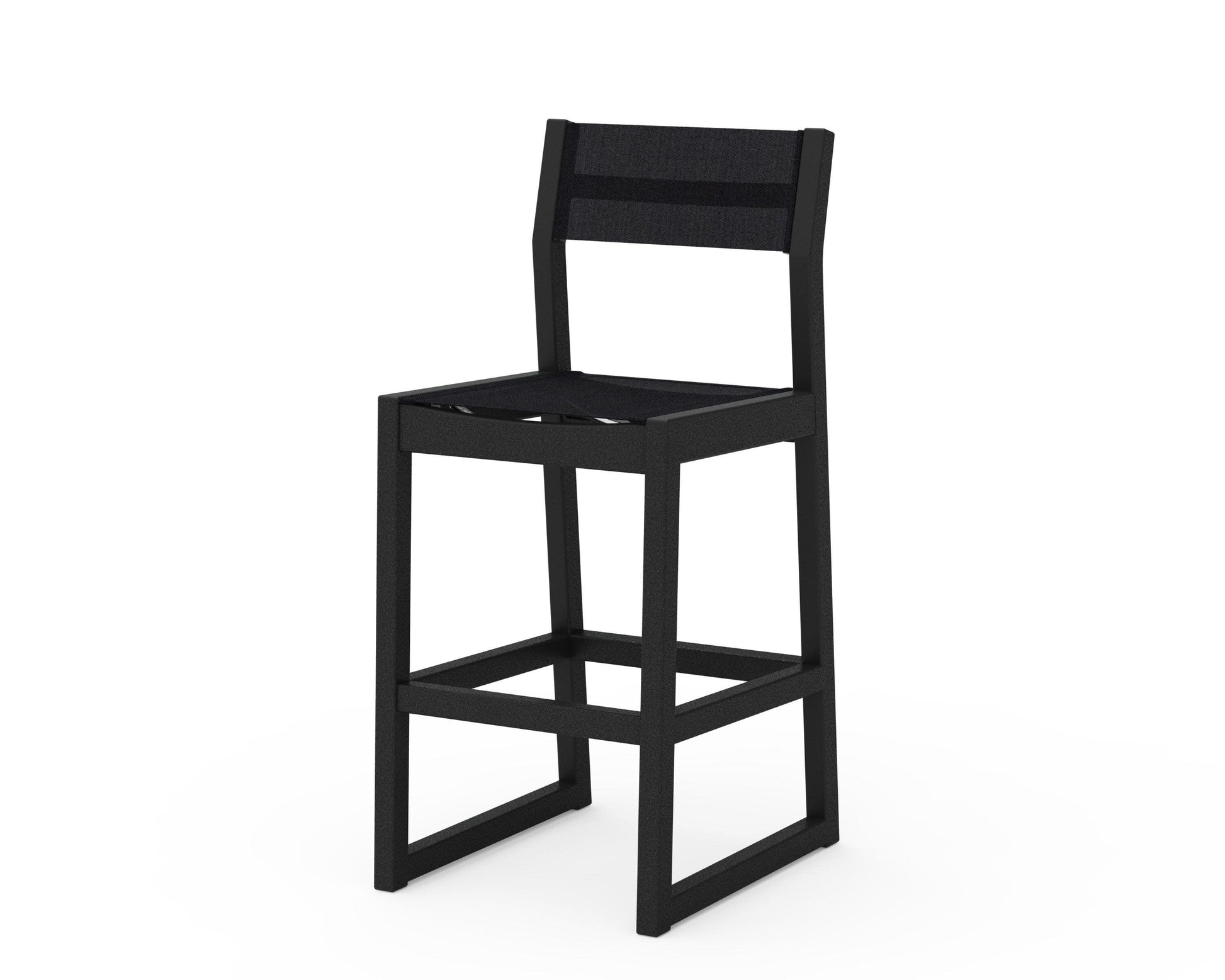 POLYWOOD EDGE Sling Bar Side Chair — Black / Black Sling