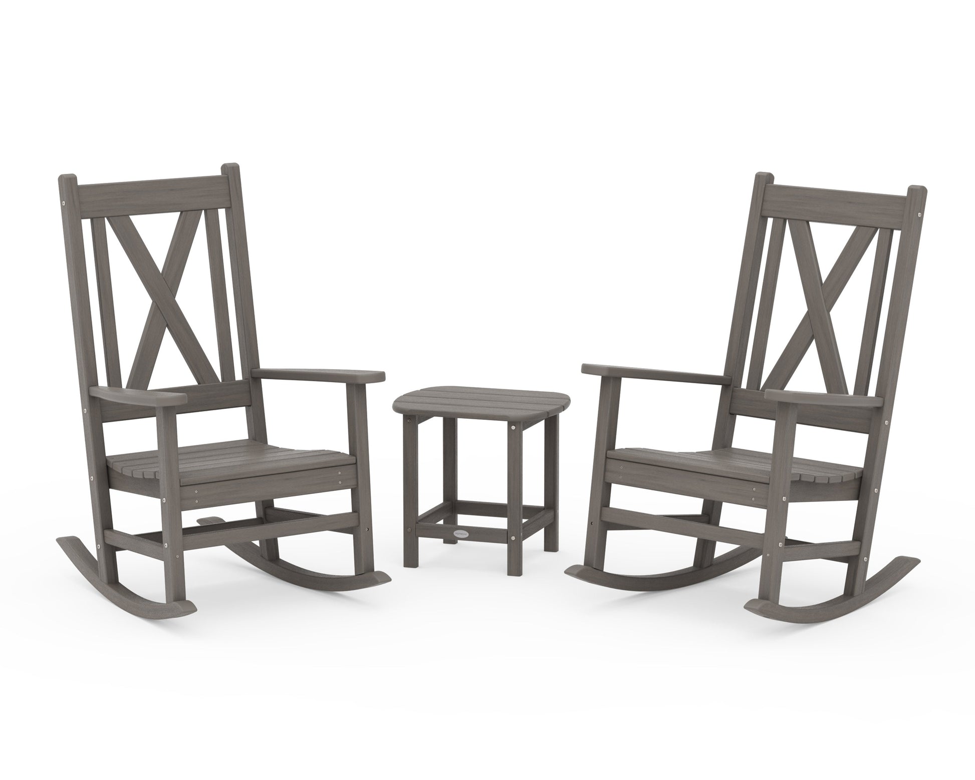 POLYWOOD Braxton 3-Piece Porch Rocking Chair Set — Driftwood