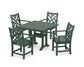 POLYWOOD Chippendale 5-Piece Farmhouse Trestle Arm Chair Dining Set — Green
