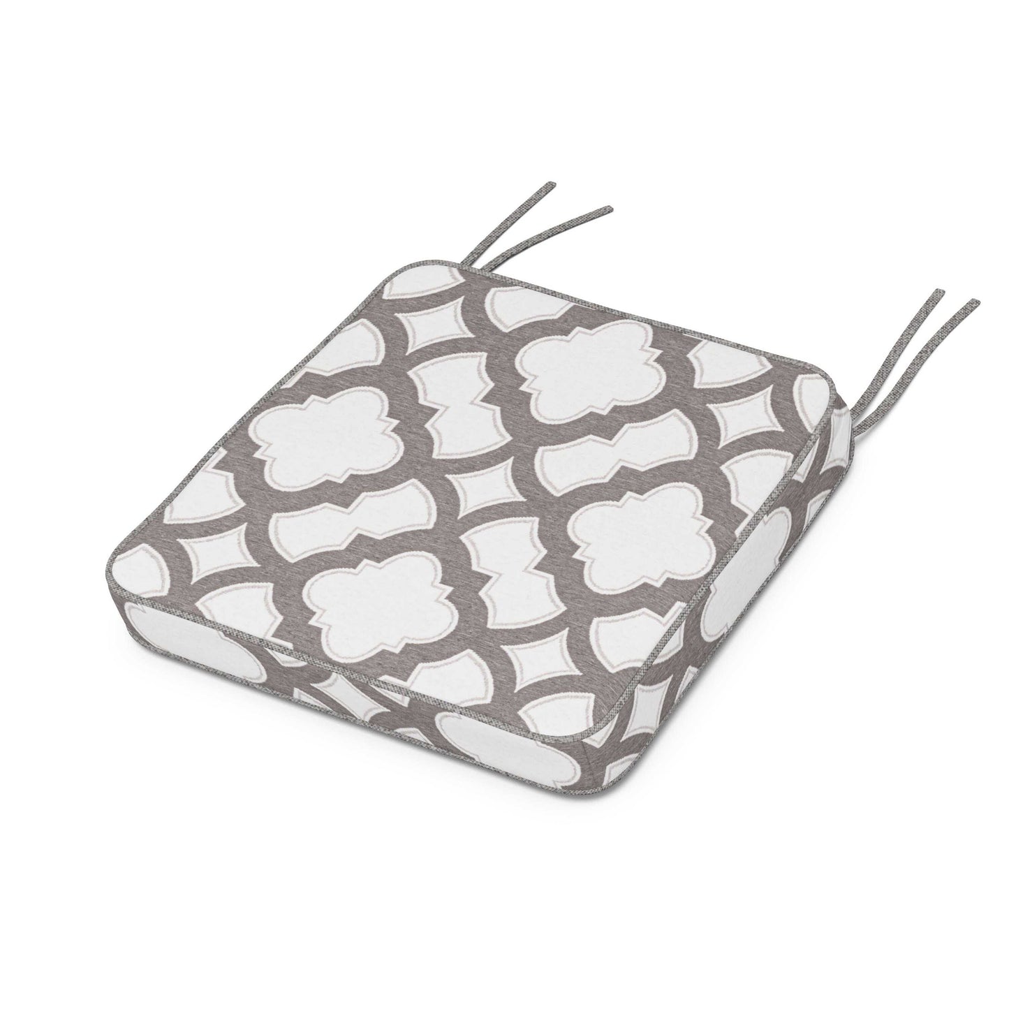 POLYWOOD Chinoiserie Side Chair Seat Cushion — Trellis Grey Mist