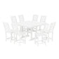 POLYWOOD Chinoiserie 9-Piece Square Farmhouse Side Chair Counter Set with Trestle Legs — White