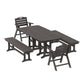 POLYWOOD Nautical Lowback 5-Piece Dining Set with Benches — Vintage Coffee