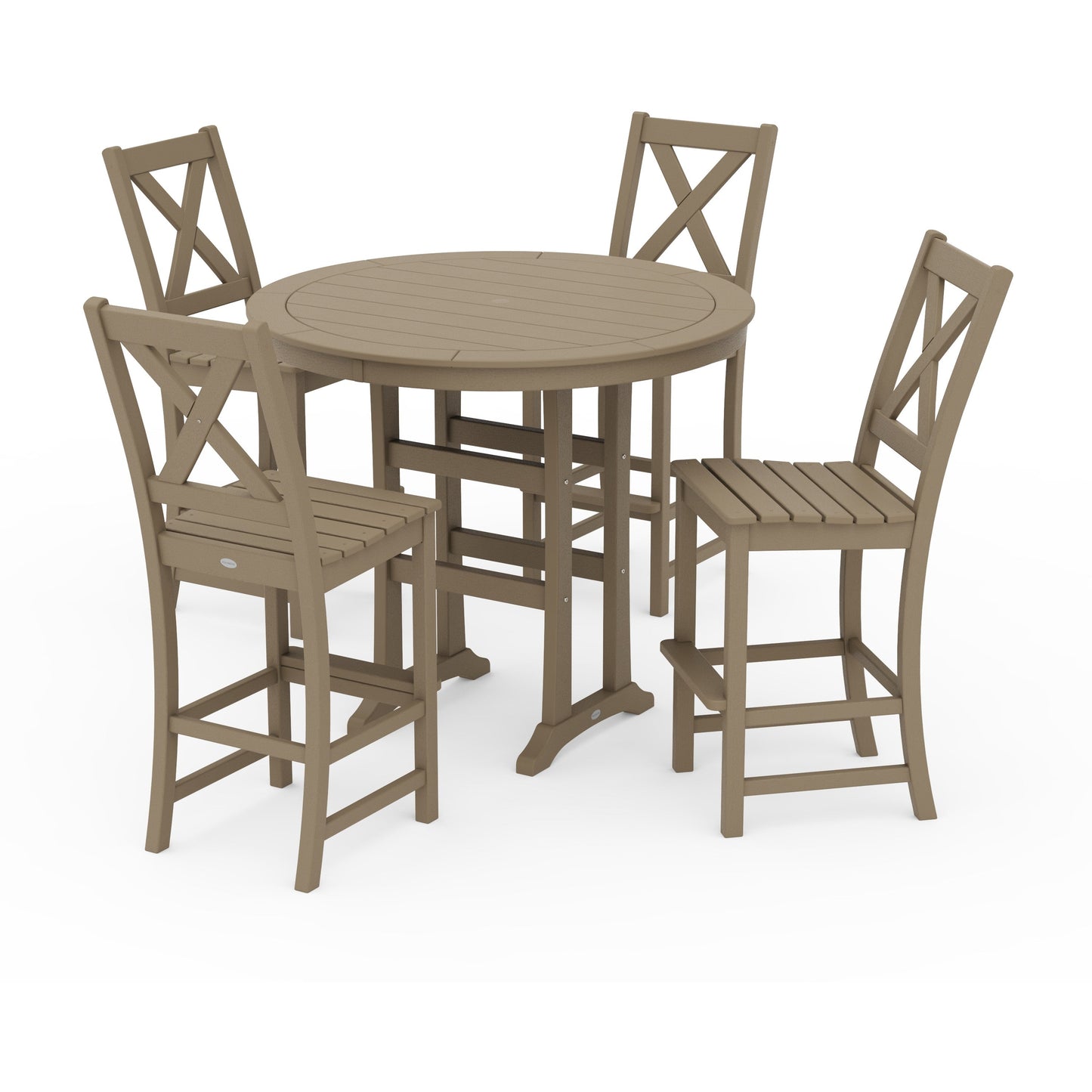 POLYWOOD Braxton 5-Piece Nautical Trestle Arm Chair Bar Set — Vintage Sahara