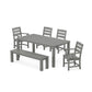POLYWOOD Lakeside 6-Piece Parsons Dining Set with Bench — Slate Grey