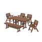 POLYWOOD Nautical Lowback 6-Piece Dining Set with Bench — Teak