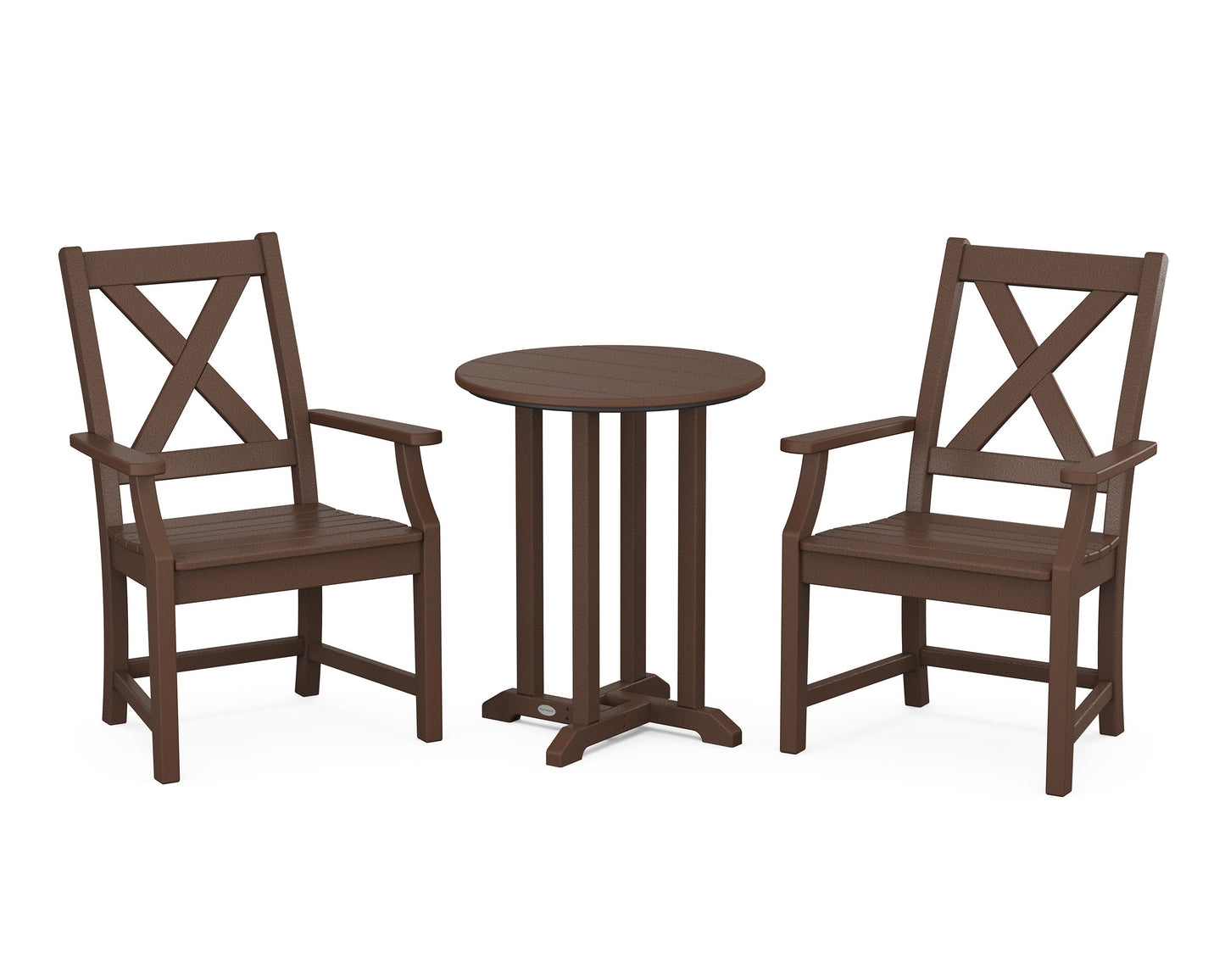 POLYWOOD Braxton 3-Piece Round Bistro Dining Set — Mahogany