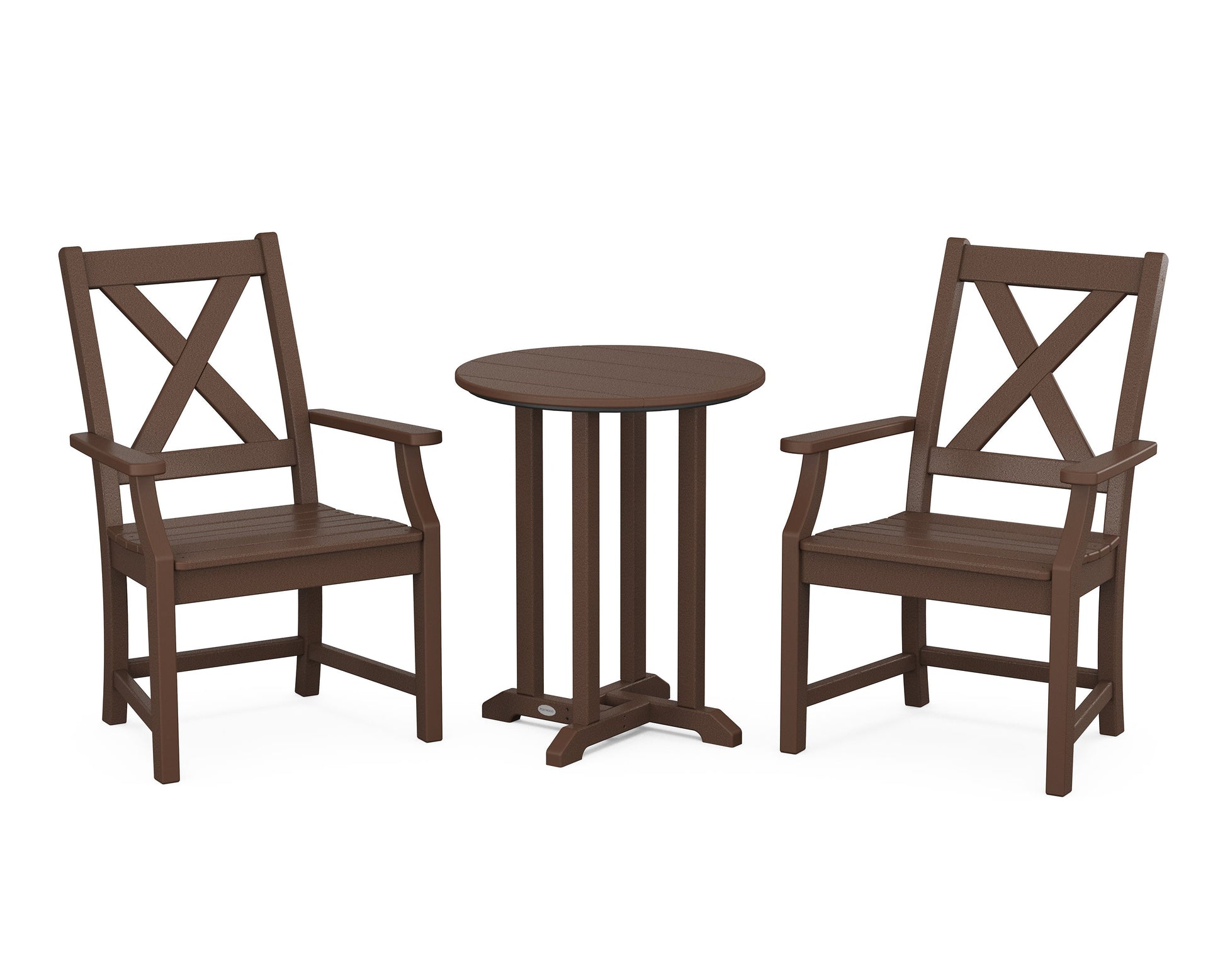 POLYWOOD Braxton 3-Piece Round Bistro Dining Set — Mahogany