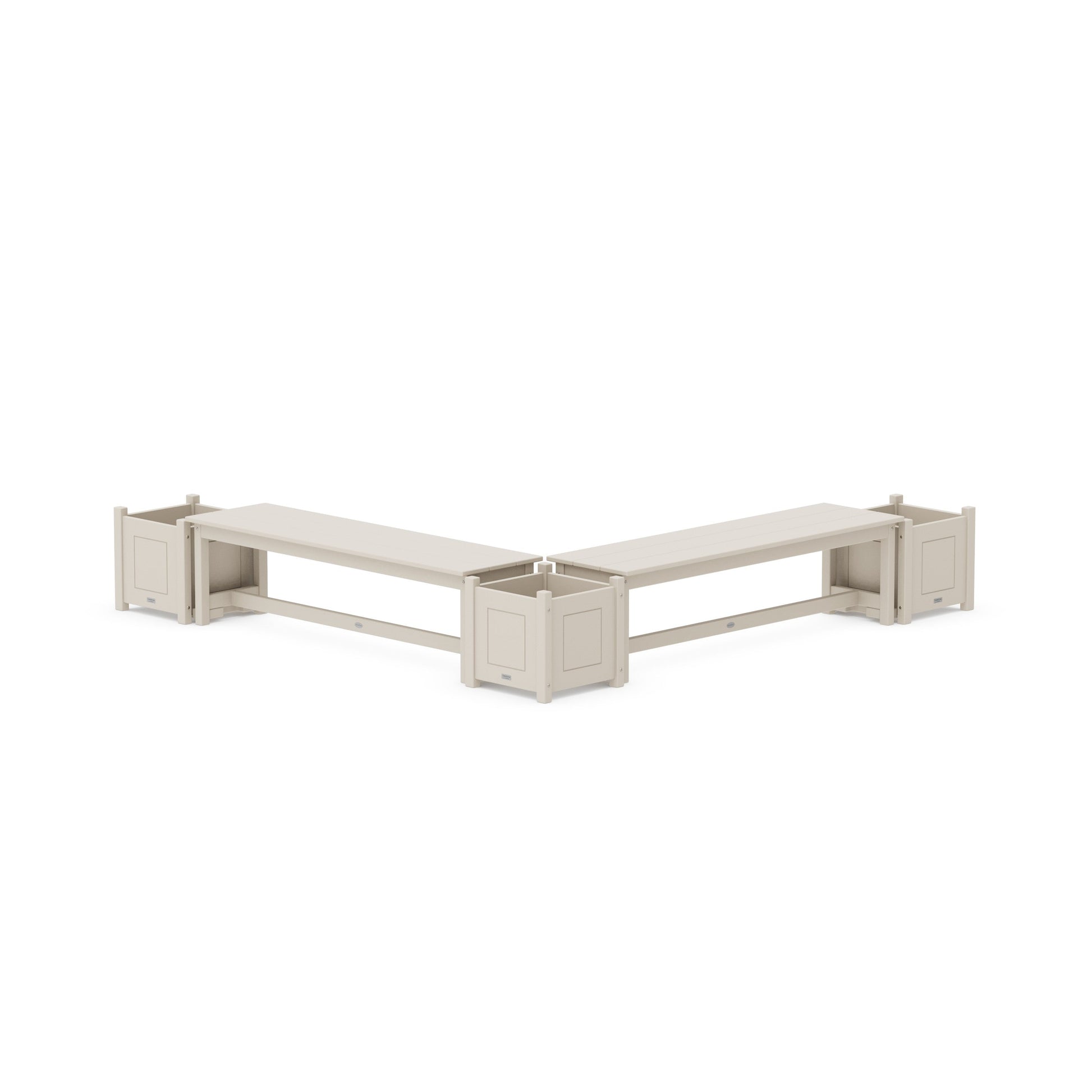 POLYWOOD 60" Country Living L- Shaped Planter Bench Corner Set — Sand