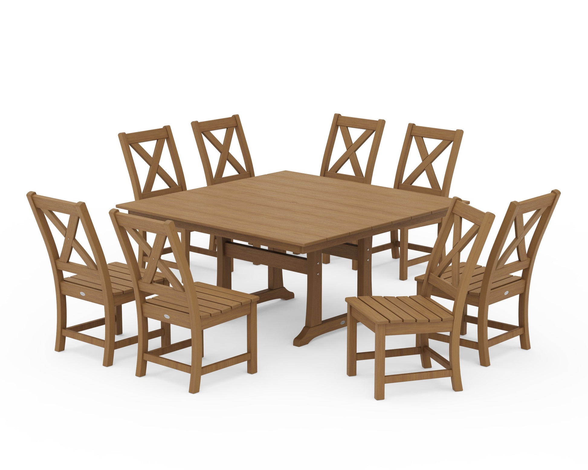 POLYWOOD Braxton Side Chair 9-Piece Farmhouse Dining Set — Natural
